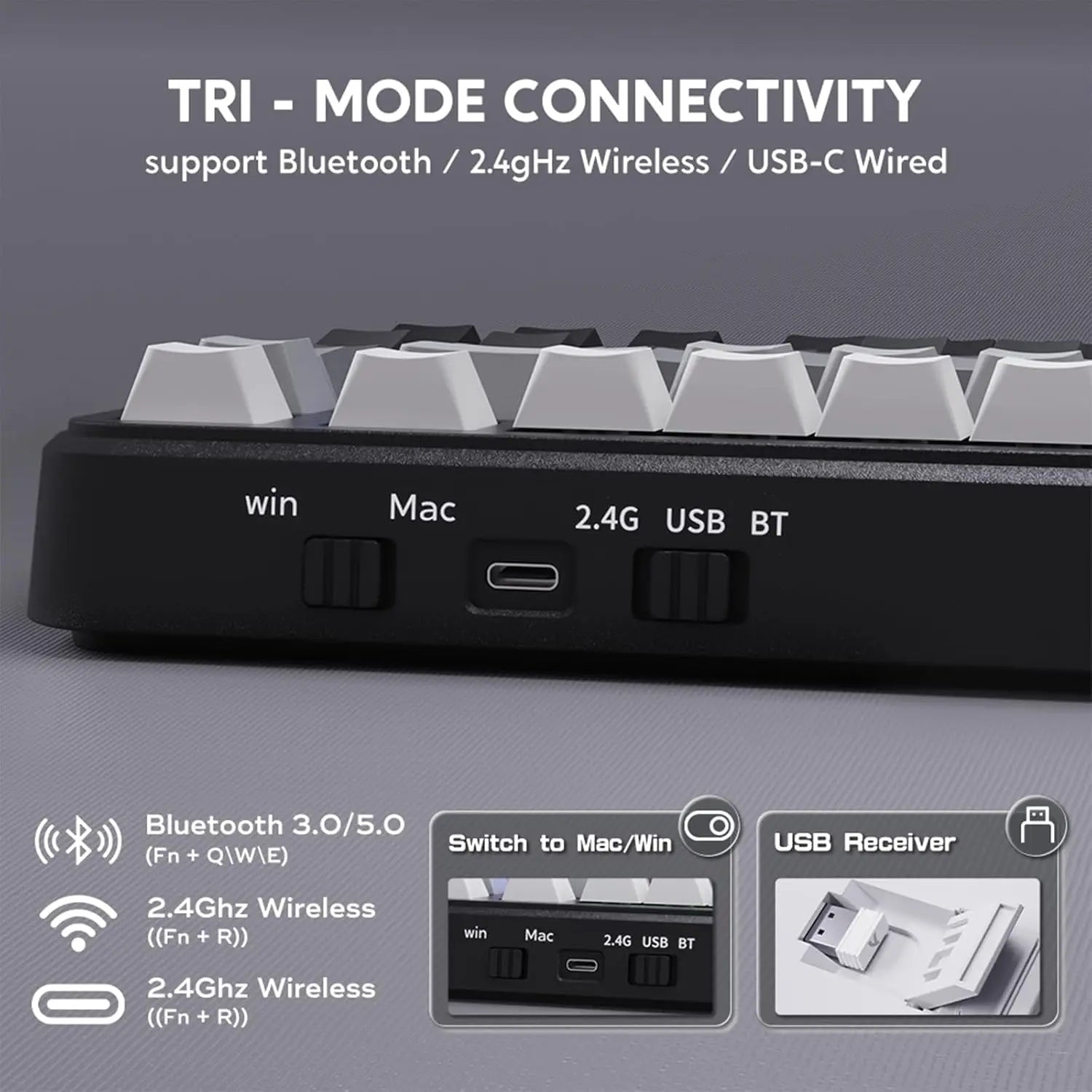 ATTACK SHARK M86 Wireless Mechanical Gaming Keyboard 75% Gasket Hot Swappable RGB Custom Keyboard Side Printed PBT