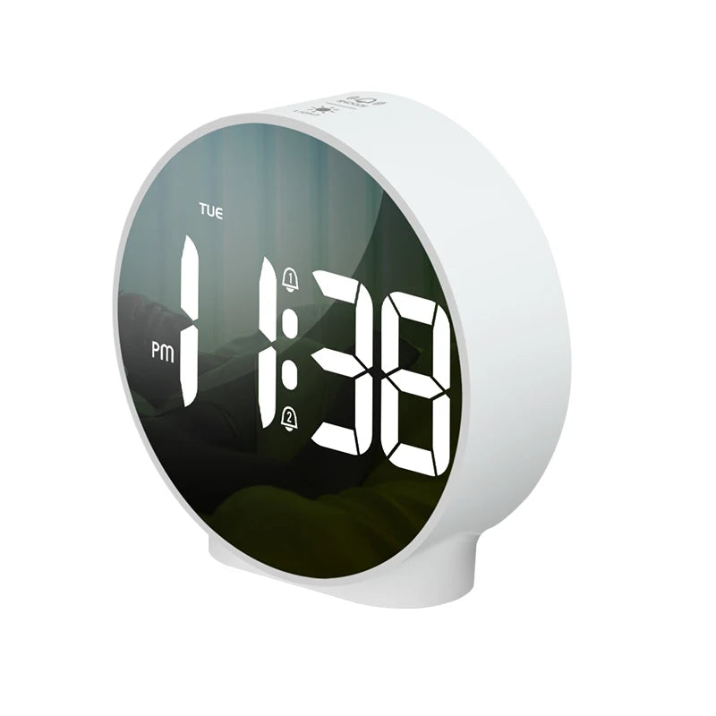Portable Digital Travel Alarm Clock Week Display Dual Alarms Adjustable Brightness Desk Clock for Office Bedroom