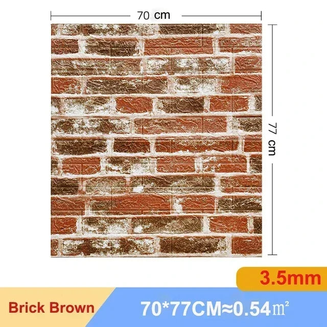 5/10pcs Foam 3D Wall Decor Sticker Waterproof Self-adhesive Brick Wallpaper DIY Living Room Wall Sticker Background