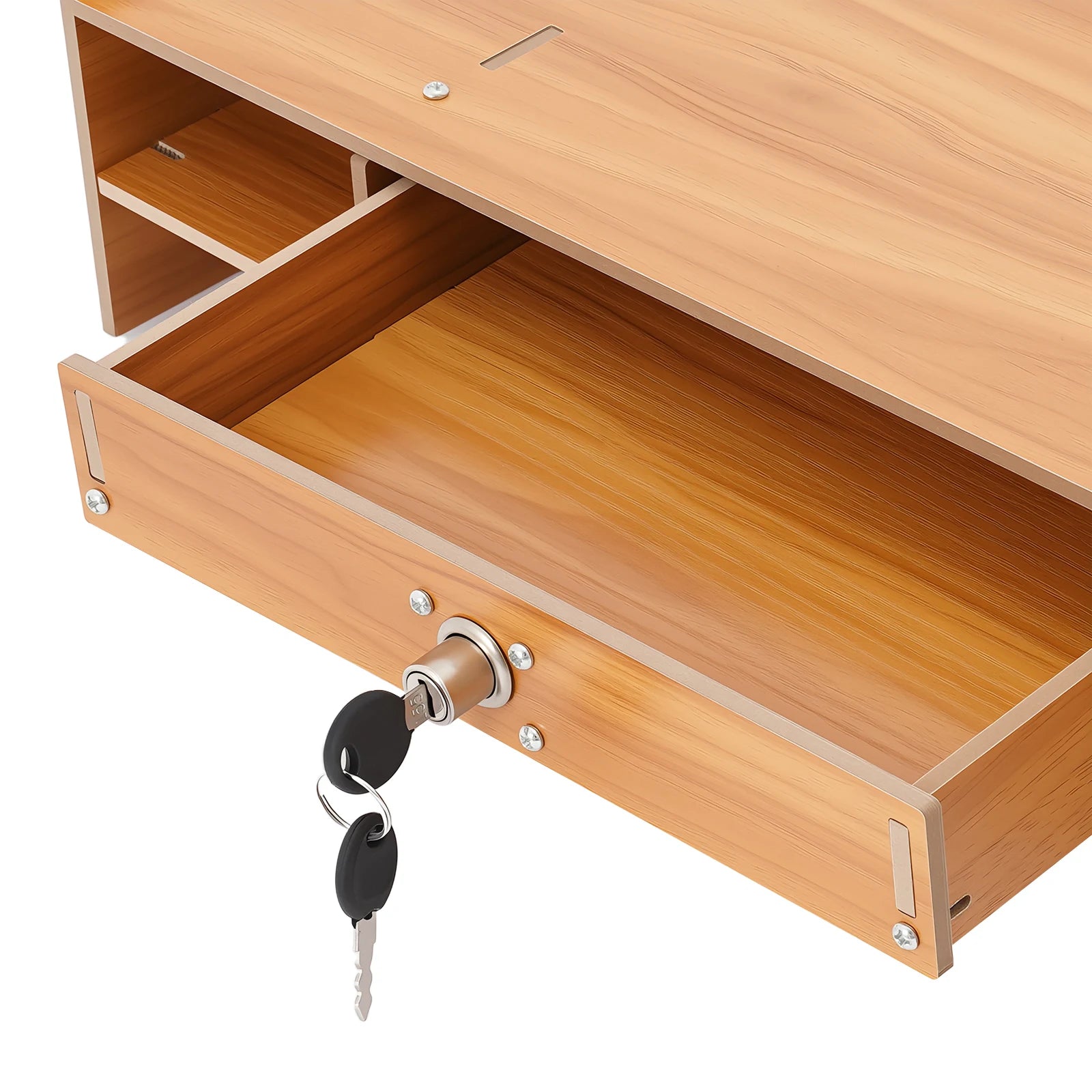 Computer Monitor Stand sZ08 with Lockable Drawer Modern Style MDF Desktop Rack Cherry Wood Veneer sZ08 Monitor Stand