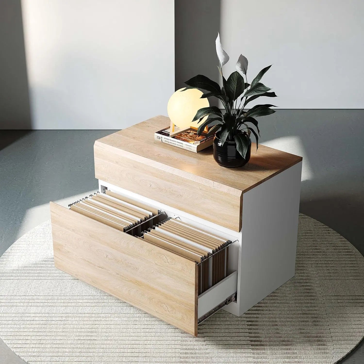 2 Drawer Lateral File Cabinet 31W x 23H Wood Filing Cabinet with Anti-Tilt Home Office Storage for Letter/Legal/A4