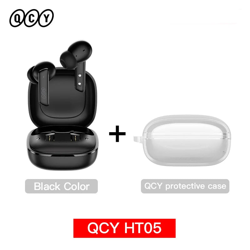NEW QCY HT05 ANC Wireless TWS Bluetooth 5.2 Earphones 40dB Active Noise Cancellation Headset 6 Mic ENC HD Call TWS