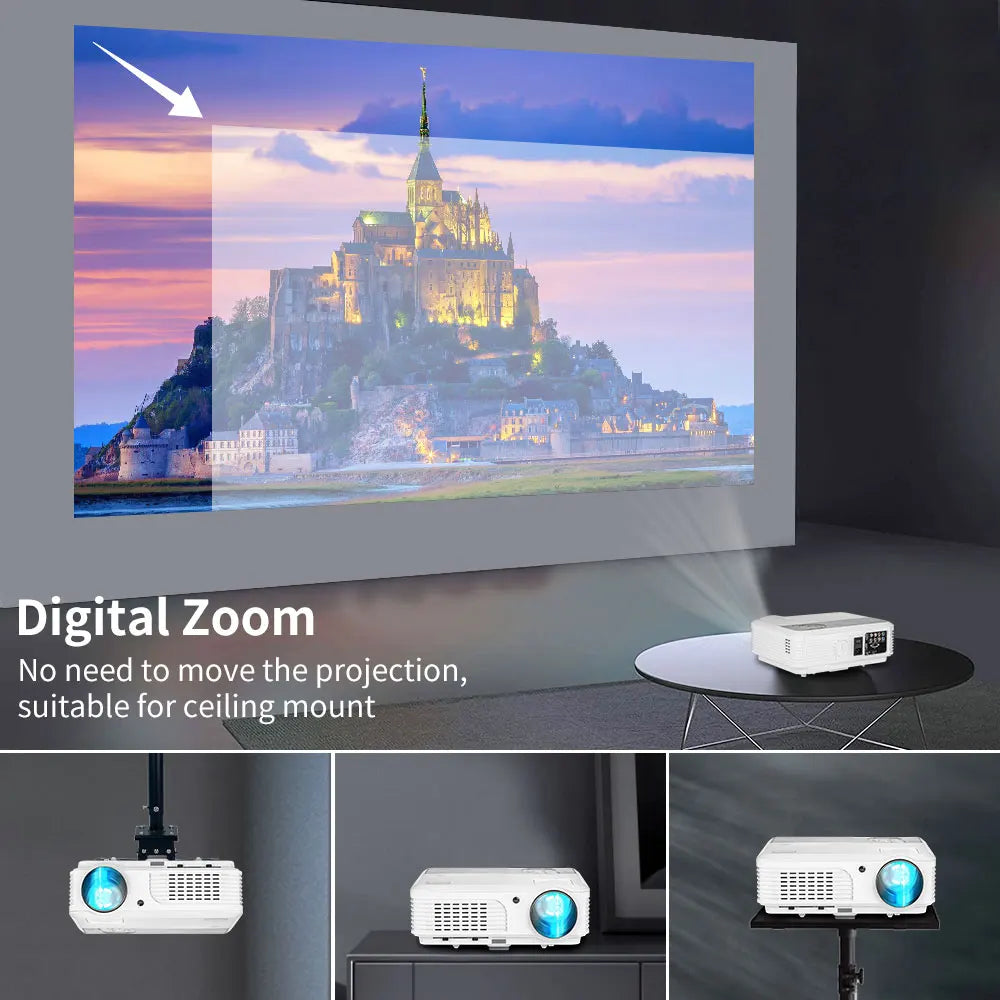 4K 10000 Lumens Android Beamer Projector Outdoors Full HD 1080P 8K Video Dolby Audio Home Theater WiFi Portable