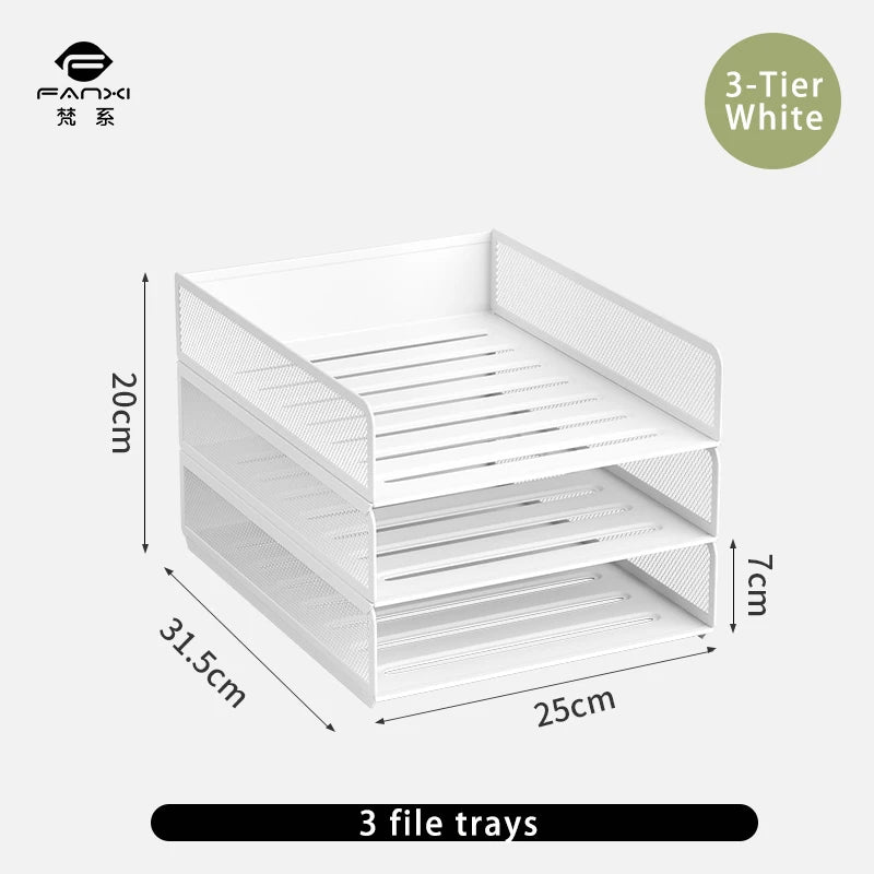 Desktop metal file tray Thickened metal tray Desktop file rack Metal file frame Office storage rack Paper storage