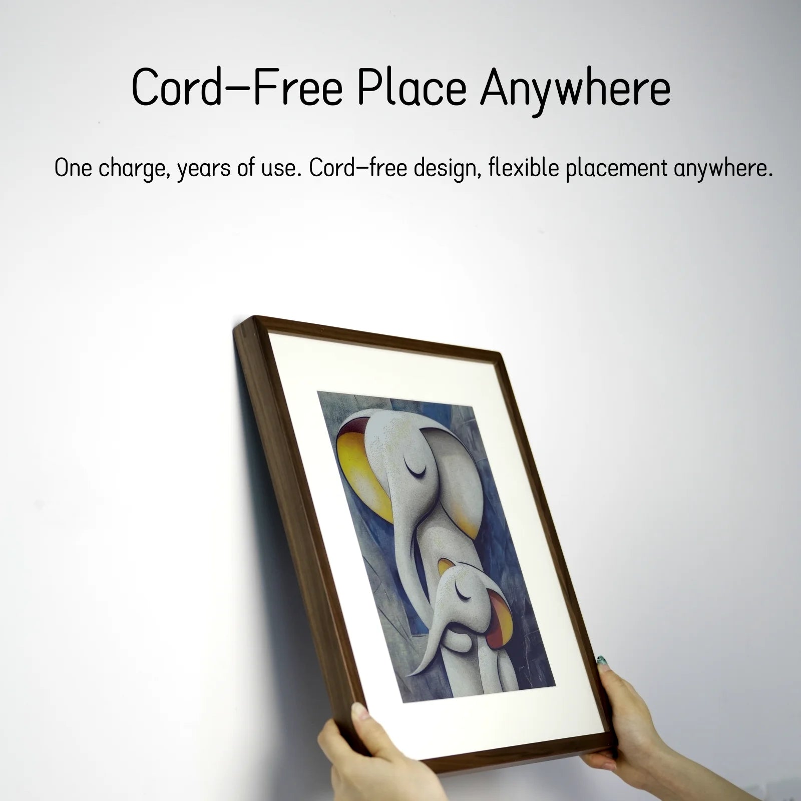 Hindetel 7.3 inch Color digital E-Ink wooden art Picture frame wall mounted AI generate for home office