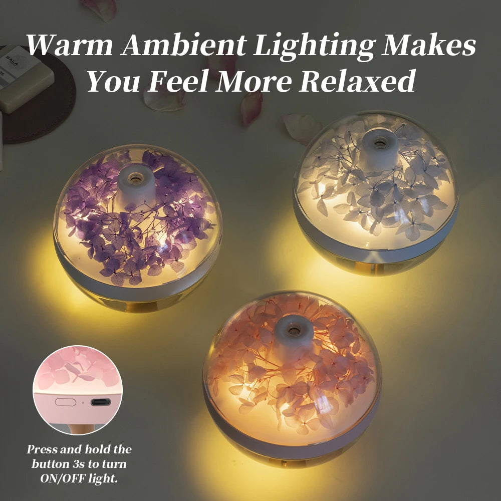 Aeon Flower Small Humidifier with 2 Mist Modes 270ml Cool Mist Large Tank For Home/Room/Office Portable Rechargeable