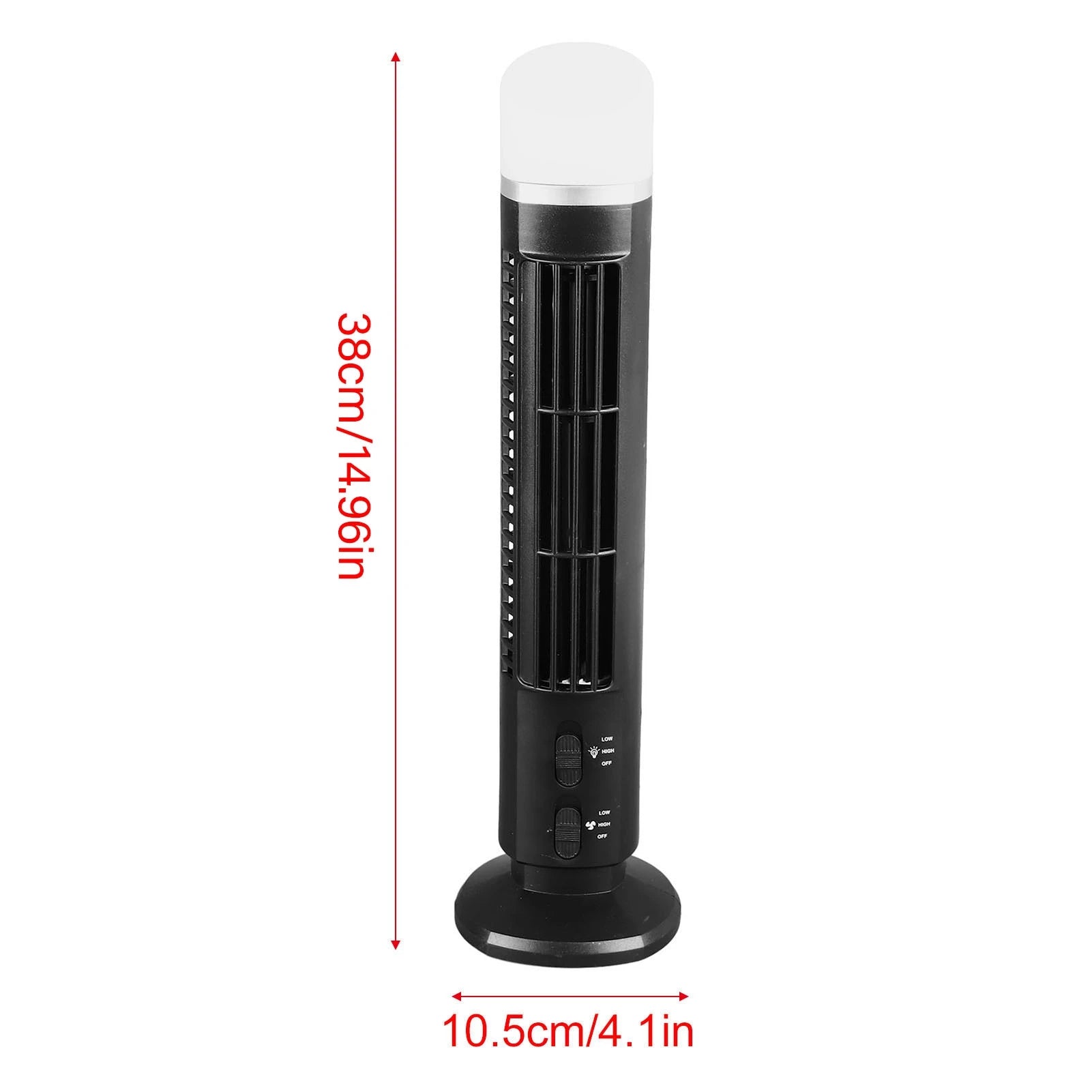 Bladeless Tower Fan Portable USB Desk Fan with Light for Home Bedroom Office - black / United States