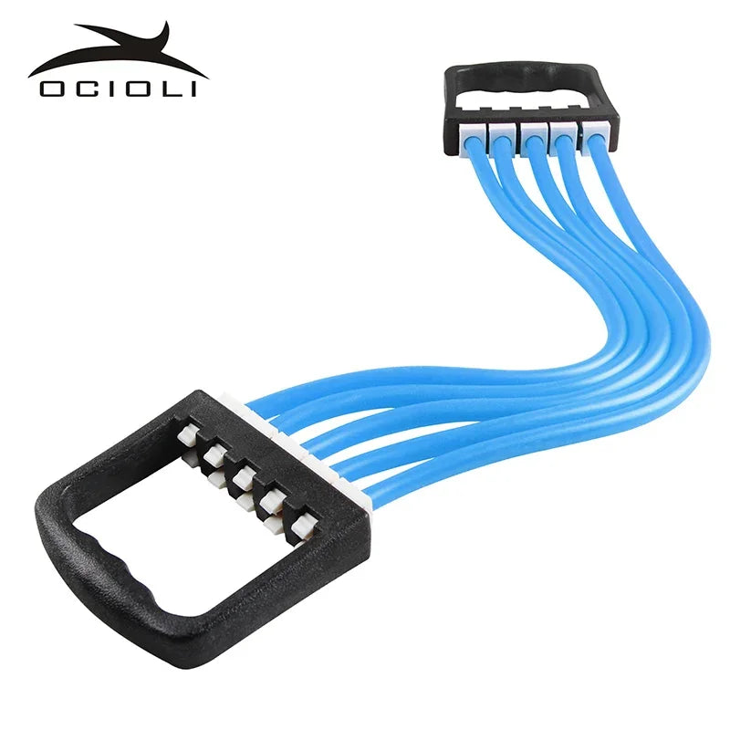 TPR Portable 5 Tubes Chest Expander Puller Exercise Fitness Resistance Bands Elastic Cable Rope Yoga Indoor Sports