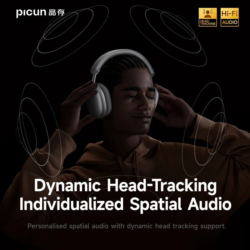 Picun F8 Pro ANC Wireless Headphones 3D Spatial Audio Head Tracking -52dB ANC HIFI Bluetooth Headset ENC HD Mic