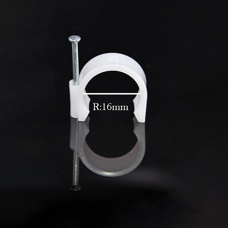 45PCS Round Cable Clips 16/20/25mm C Shaped Steel Nail Wire Clamp PVC Pipe Clamp Line Cord Buckle Management Fixed Wall