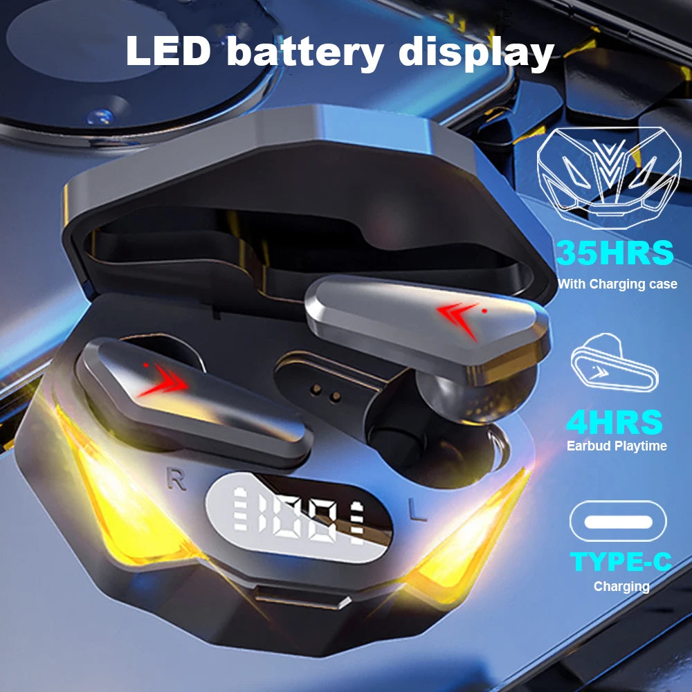 New Tws Wireless Bluetooth Earphones Gaming Earbuds Colored LED Gaming Lights Charging box Headsets HiFi Stereo Sound