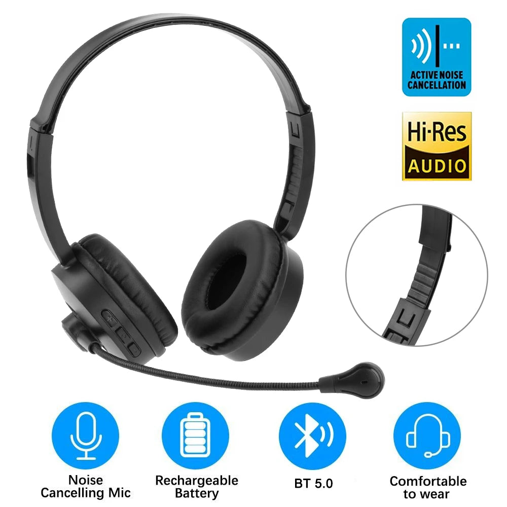 Wireless Headphone HiFi Sound Quality Head-mounted Noise Reduction Bluetooth Headset with Microphone for Business