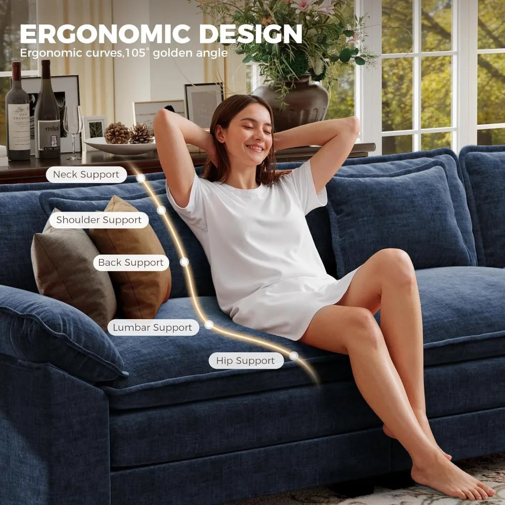 50’’ Oversized Chair with Movable Ottoman Chenille Comfy Cloud Sofa Accent Chair w/Large Seat and Armrests Modern Extra