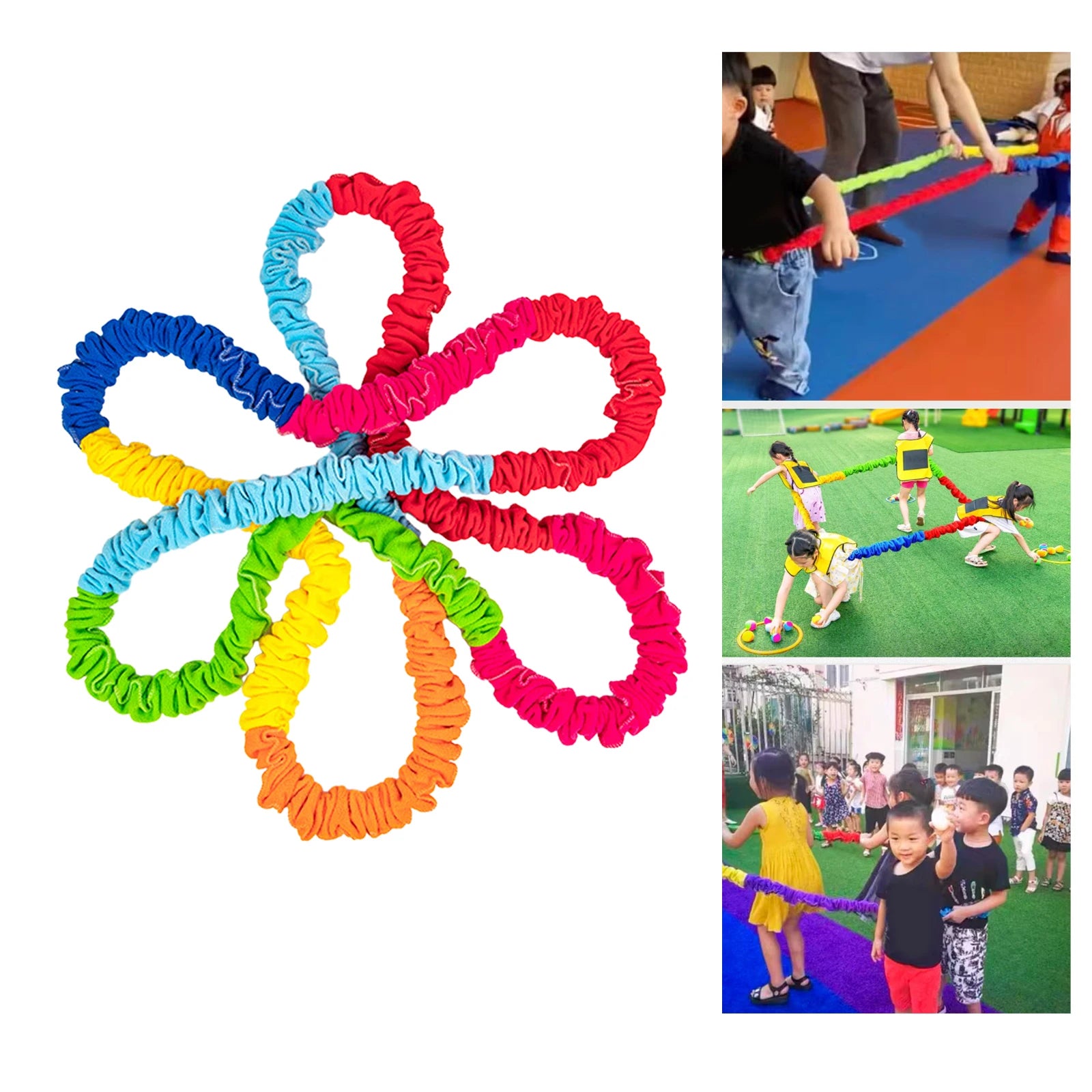 Cooperative Stretch Rope Kids Dynamic Movement Exercise Prop Resistance Band Elastic Fleece Cooperative Stretchy Band