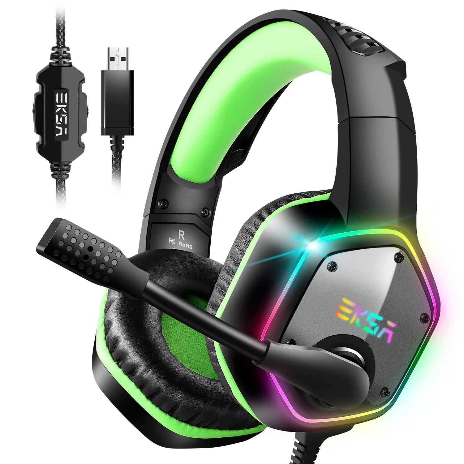 Gaming Headphones For PC/PS4/PS5 EKSA E1000 7.1 Surround RGB Gaming Headset Gamer USB Wired Headphones with Noise