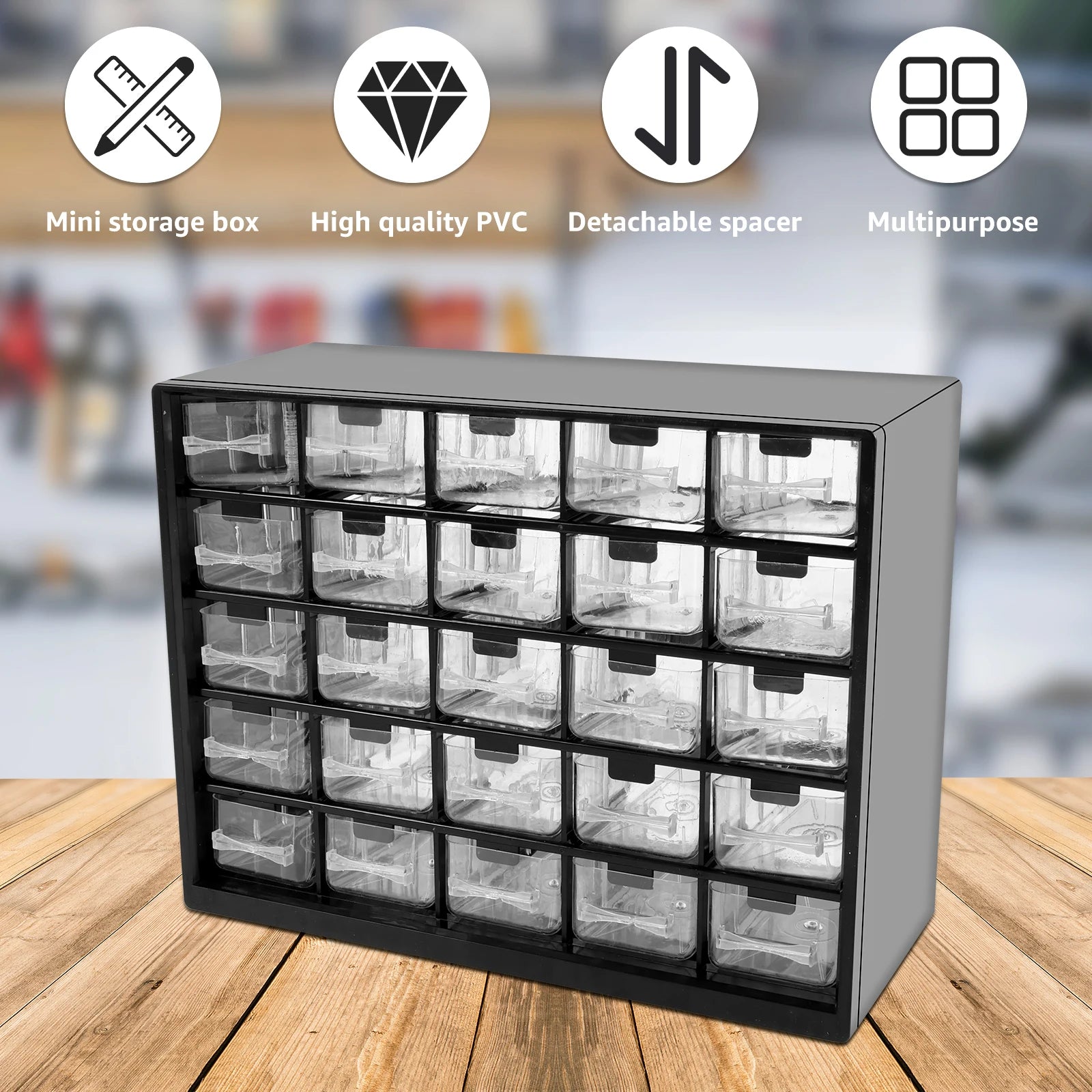 25 Drawer Plastic Drawer Storage Cabinet Storage Hardware and Craft Cabinet with 50 Removable Dividers for Bead Lego