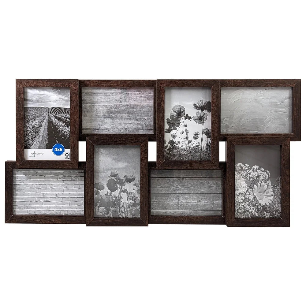 8 Opening Gallery Collage Frame 4x6 Photos Durable Wall Mount Picture Frame with Hangers Perfect Home and Office