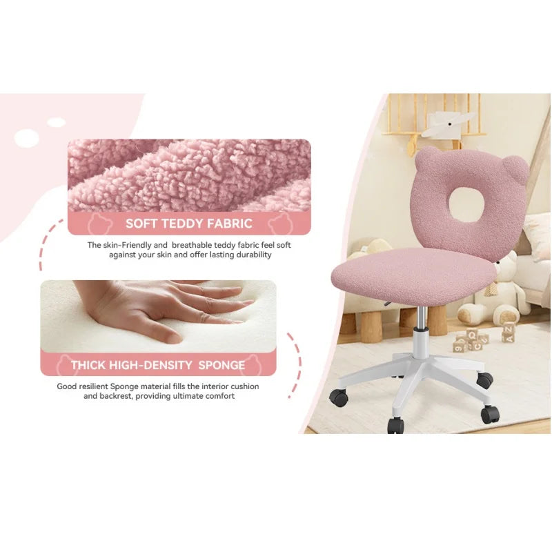 Little Bear Office Chair Female Male Dormitory Backrest Chair Pink Cute Bedroom Living Room Chairs Learning Chair