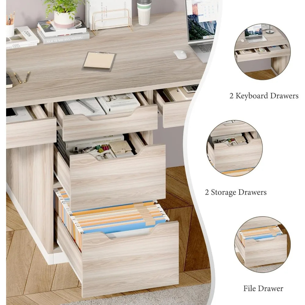 Two Person Desk with 5 Drawers Double Desk with Storage for 2 People 78 Inch Extra Long Computer Desk Workstation