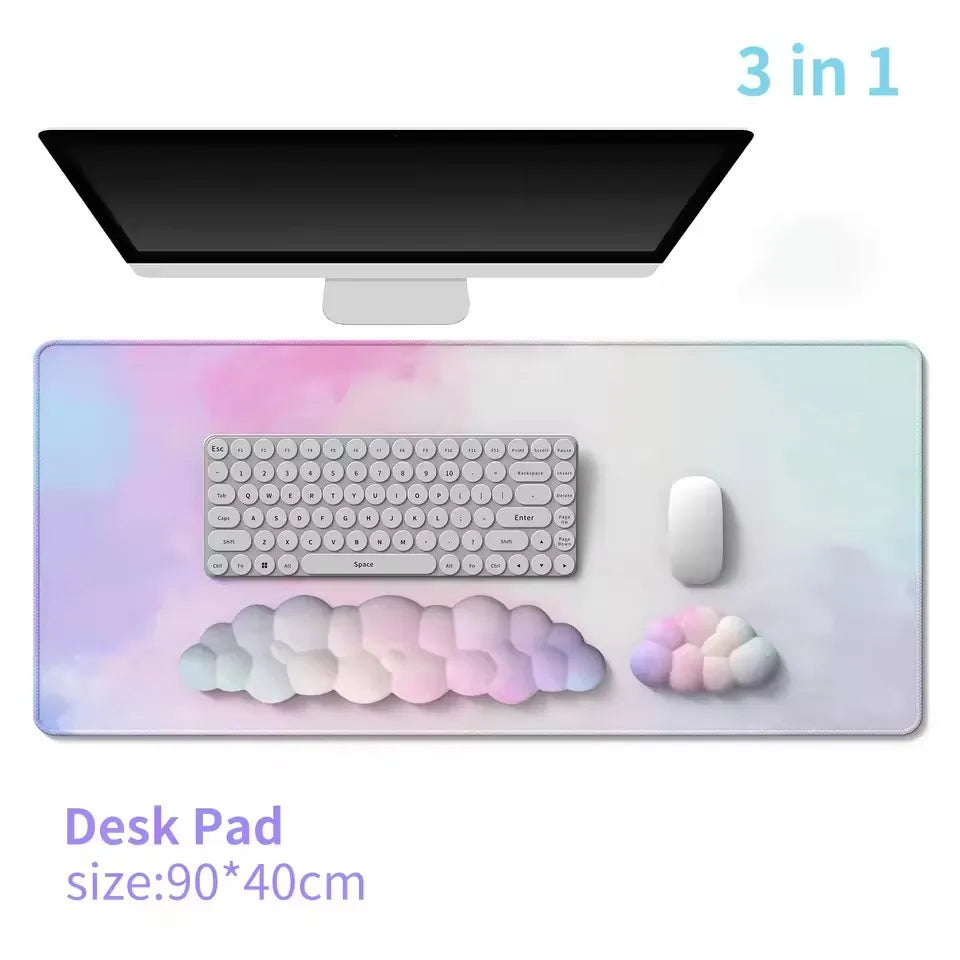 3pcs Keyboard Wrist Rest Pad Set Ergonomic Leaf Shape Mouse Pad With Non-Slip PU Base Pain Relief Memory Foam Mouse