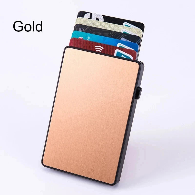 Gold Thin Pop Up ID RFID Card Holder For Man Slim Men’s Card Wallet RFID Creative Credit Card Case For Women Female - 1