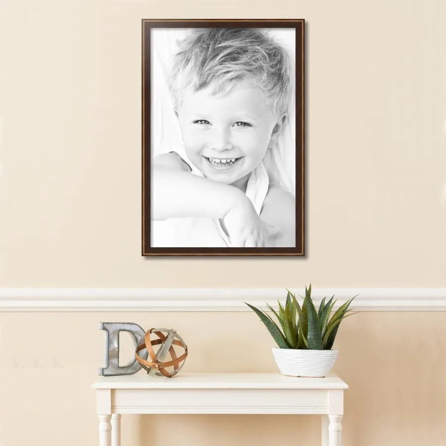 20x30 Inch Brown Picture Frame for Home Decor and Office Use 1.25 Inch Custom Wood Poster Frame with Contrast Walnut