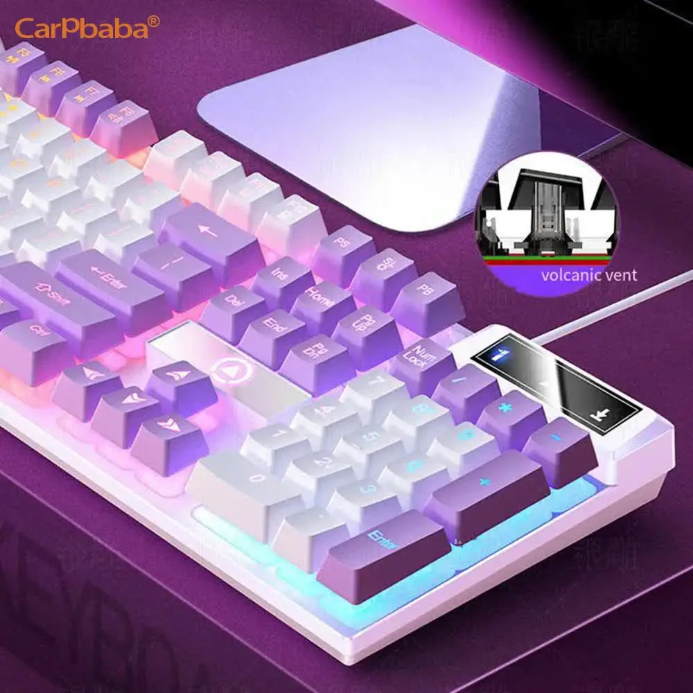 Carpbaba K500 104 Key USB Wired Gaming Keyboard Color Backlit Mechanical Hand Feel Keyboard for Computer Laptop PC