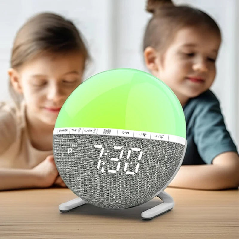 Wake Up Light Sunrise Alarm Clock Desk Clock with Colors Light Natural Sound Digital Clock for living room bedroom home