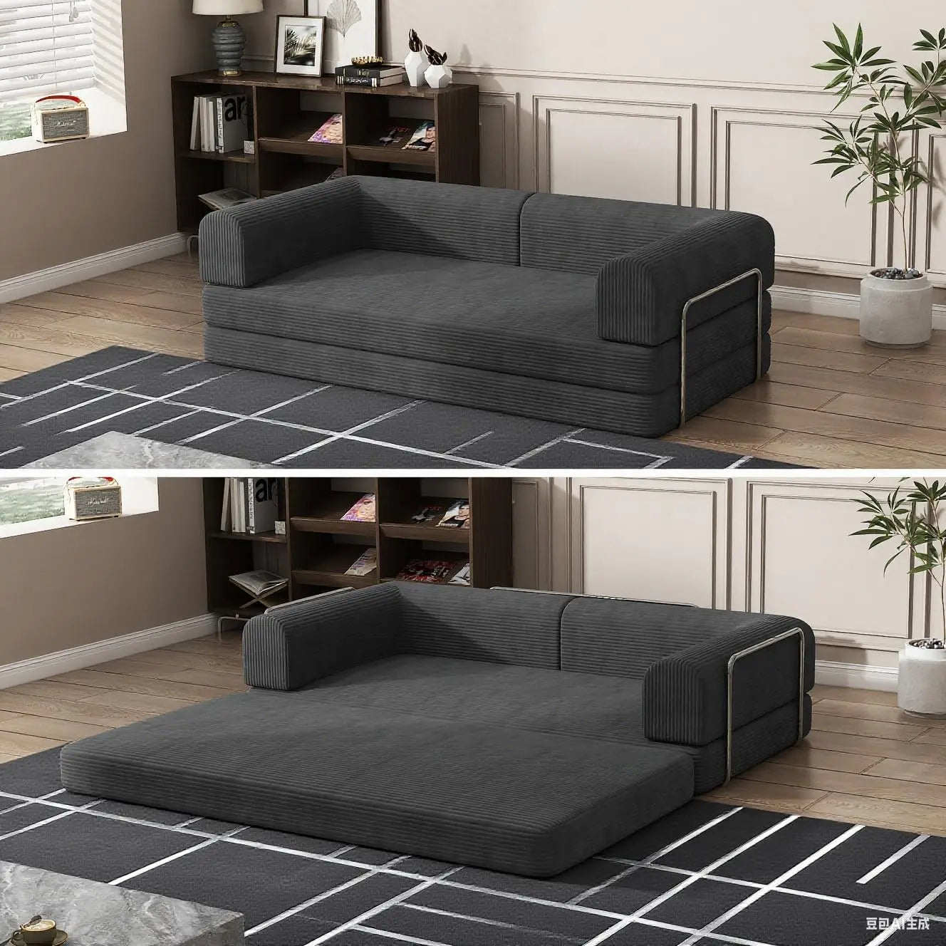 convertible-corduroy-sleeper-sofa-bed-folding-mattress-couch