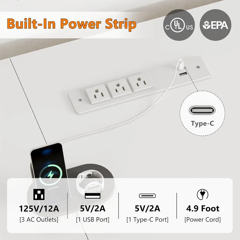 2-person desk with 8 drawers large home office computer desk with power outlet 78 inch long double desk - United States