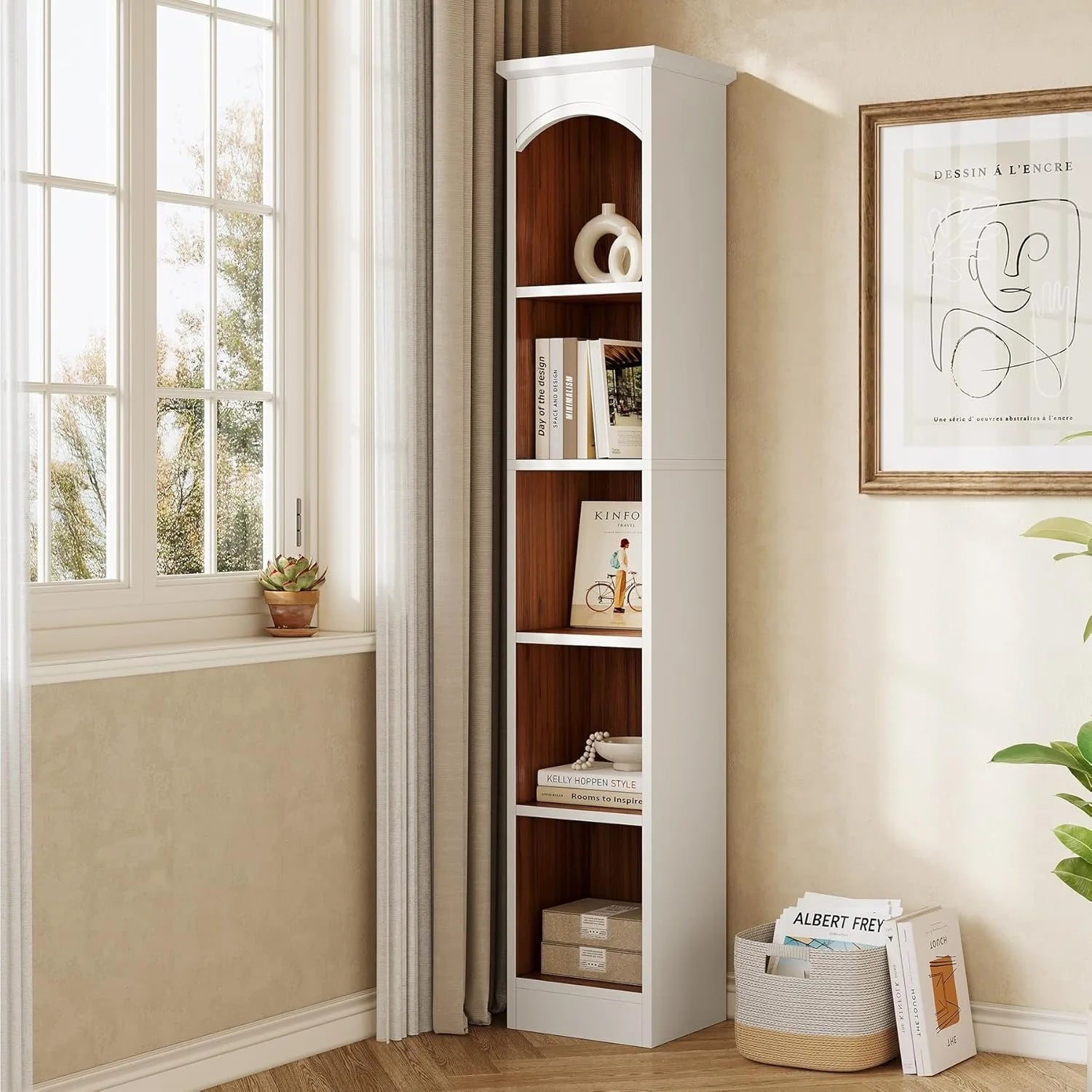 LITTLE TREE 70.9’’ Tall Bookshelf 5-Tier Open Bookcase with Cubes Bookshelves with Storage Space,Bookcase for Home
