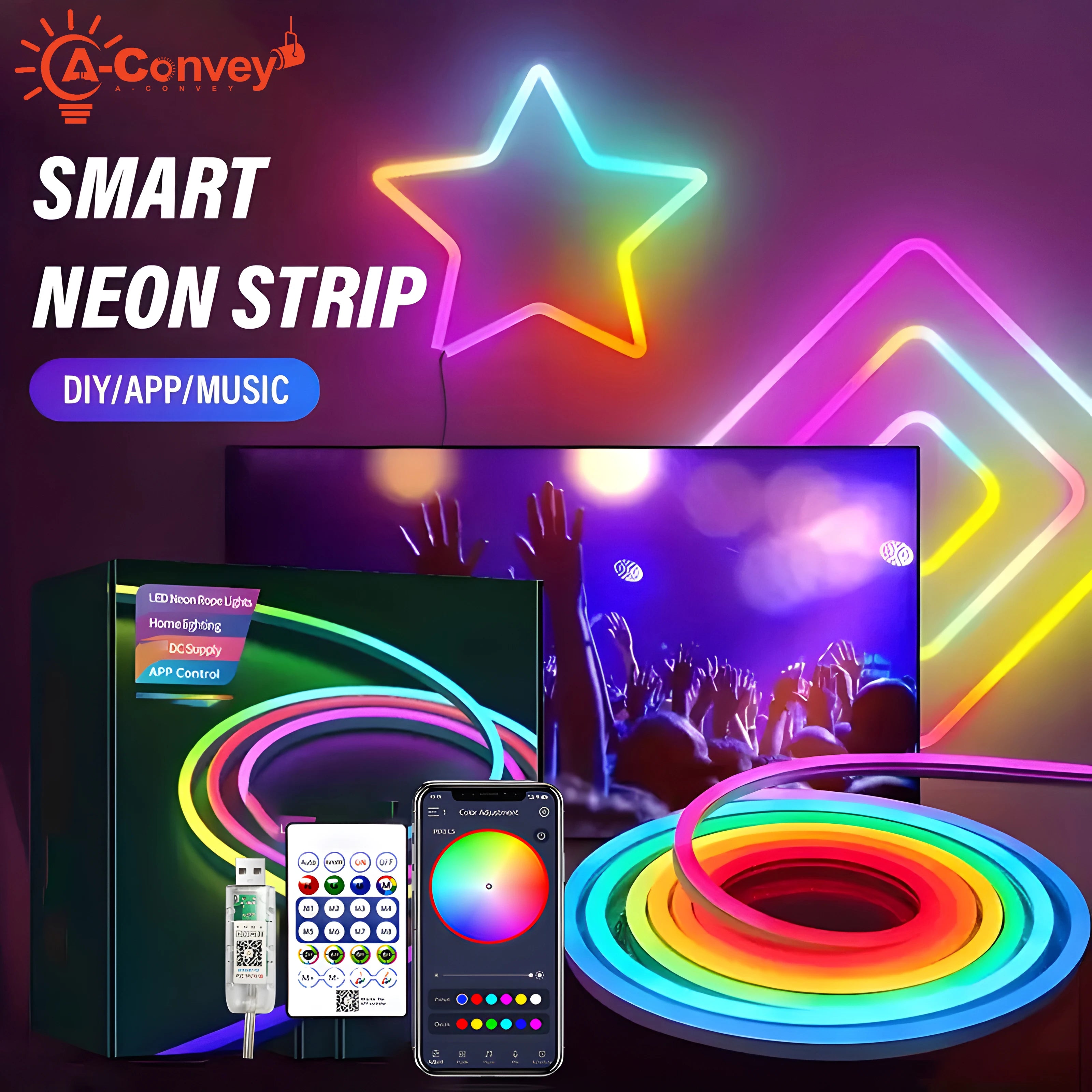 5V USB Smart Neon Rope Light 3/5M Waterproof Led Strip Lights With App Remote Music Sync for Bedroom Gaming Room