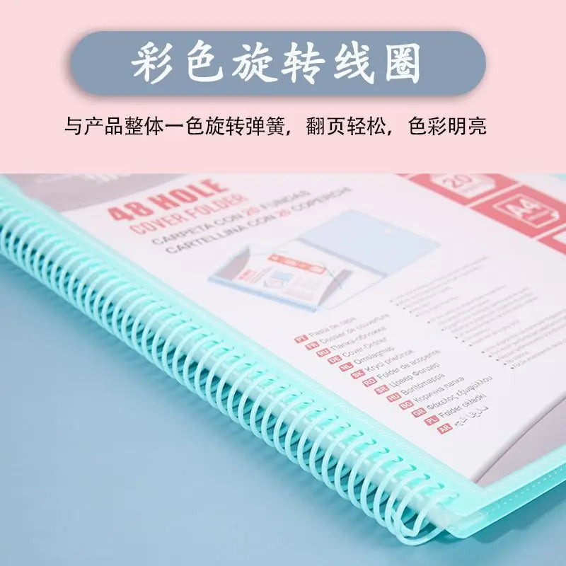 A4 Page 20/30/40 48 Hole Coil Rope Binding Information Book Student Exam Paper Office Stationery Supplies File Folders