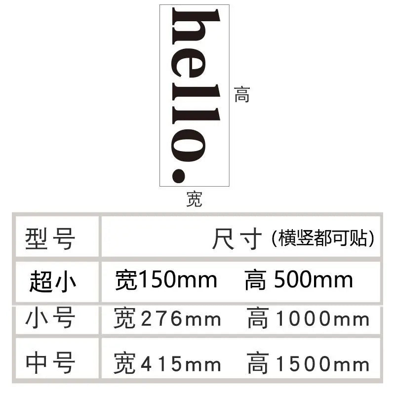 Hello English 3D Wall Stickers Acrylic Material Office Stickers Shops Room Bedroom Door Decoration Wallpaper Posters