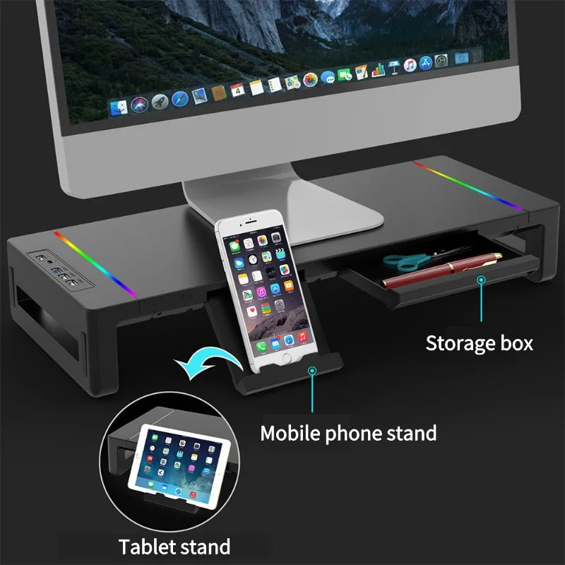 Multifunctional Computer Monitor Stand Laptop Stand Rgb Light Fast Charging Interface