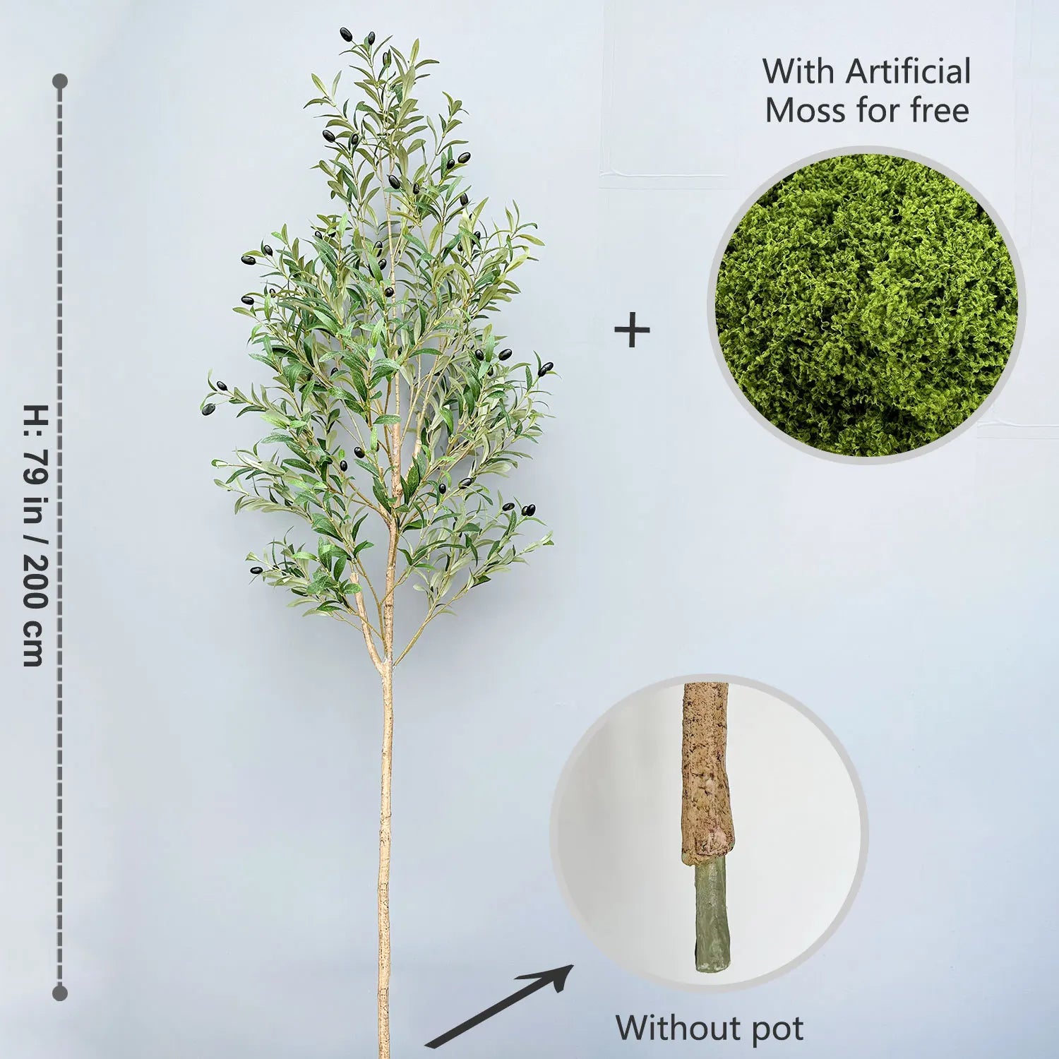 65-200CM Artificial Olive Plant tree High Branches Faux plant Plastic Leaf Ornamental indoor Artificial Plant for Home