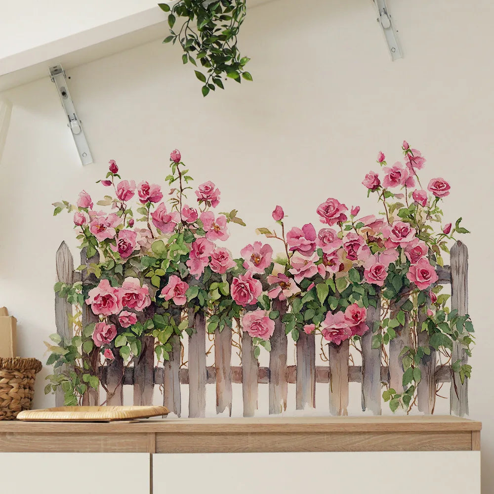 pink-rose-fence-flowers-wall-art-decor-living-room-self-adhesive-wall-stickers-for-bedroom-office-decoration