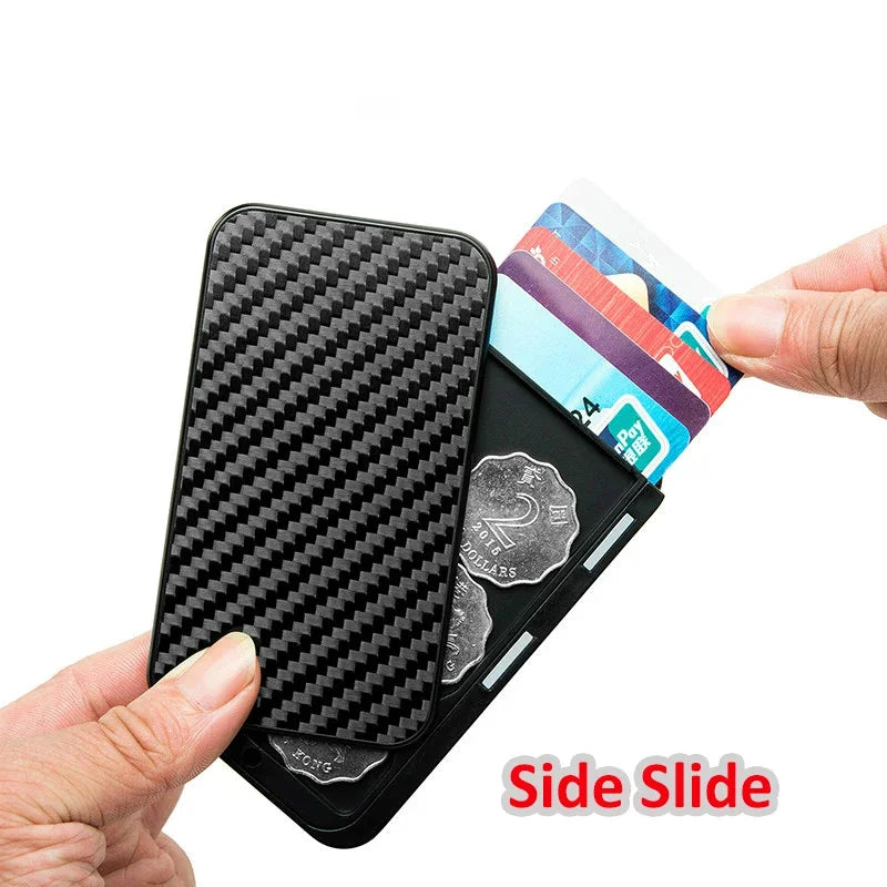 NEW Men Carbon Fiber Creative Office Card Holder Cases RFID Money Bag Security Smart Wallet Cartera ID Bank Credit Card