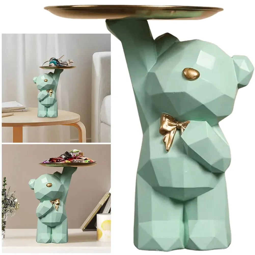 Resin Storage Box Crafts Geometric Bear Resin Desk Decoration Candy Sundries Household Supplies for Office Coffee Shop
