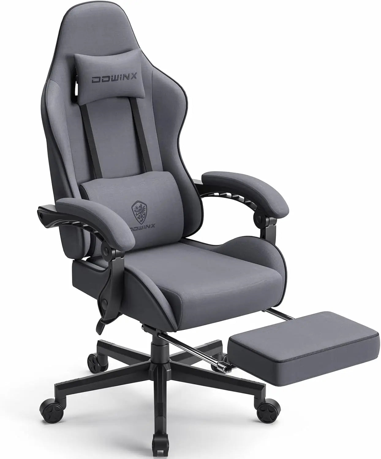 Dowinx Gaming Chair Fabric with Pocket Spring Cushion,Game Chair Cloth with Headrest Ergonomic Computer Chair