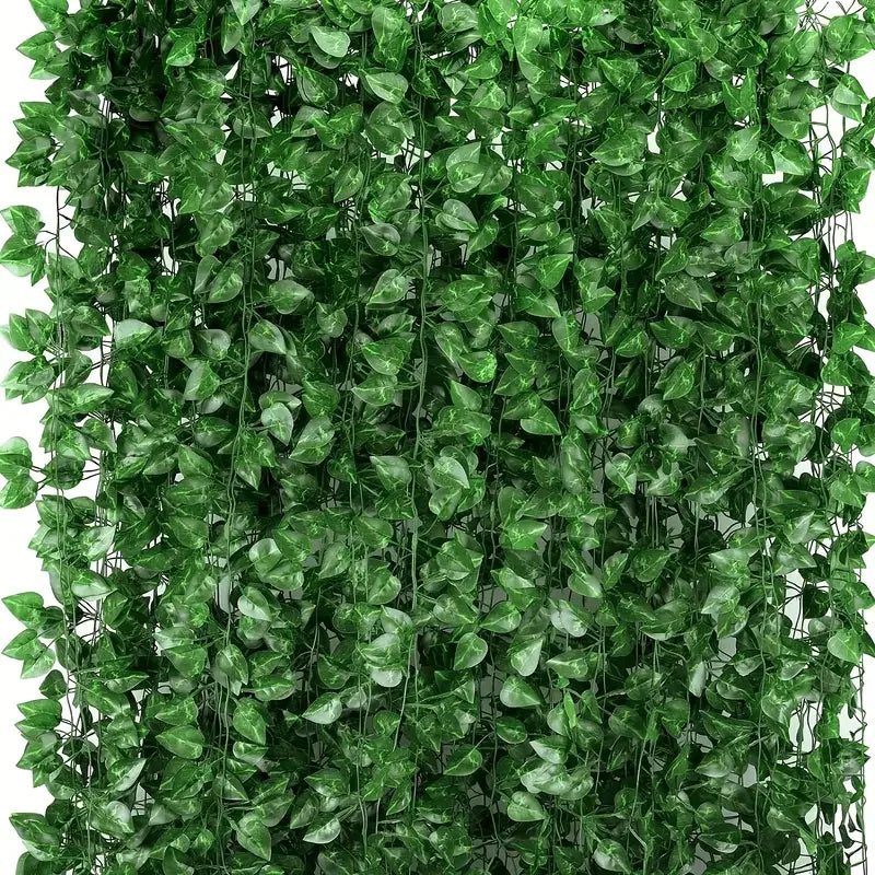 2/200M Artificial Plant Green Ivy Leaf Garland Fake Plant Creeper Hanging Vine Outdoor DIY Garden Wall Wedding Party