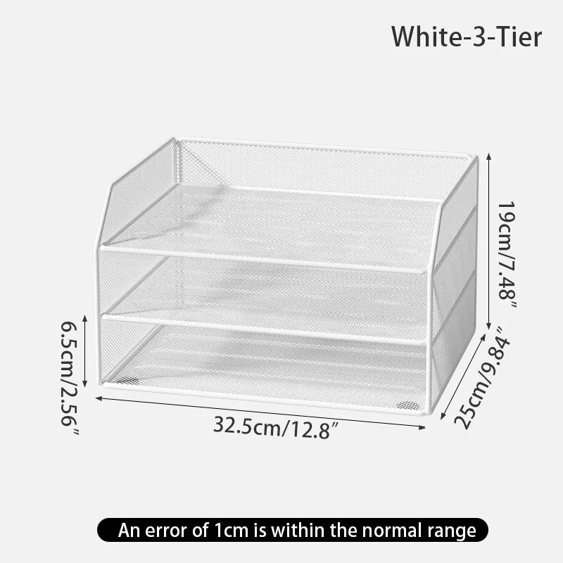 Metal file rack desktop file storage box integrated multi-layer document rack office desk bookshelf book stand