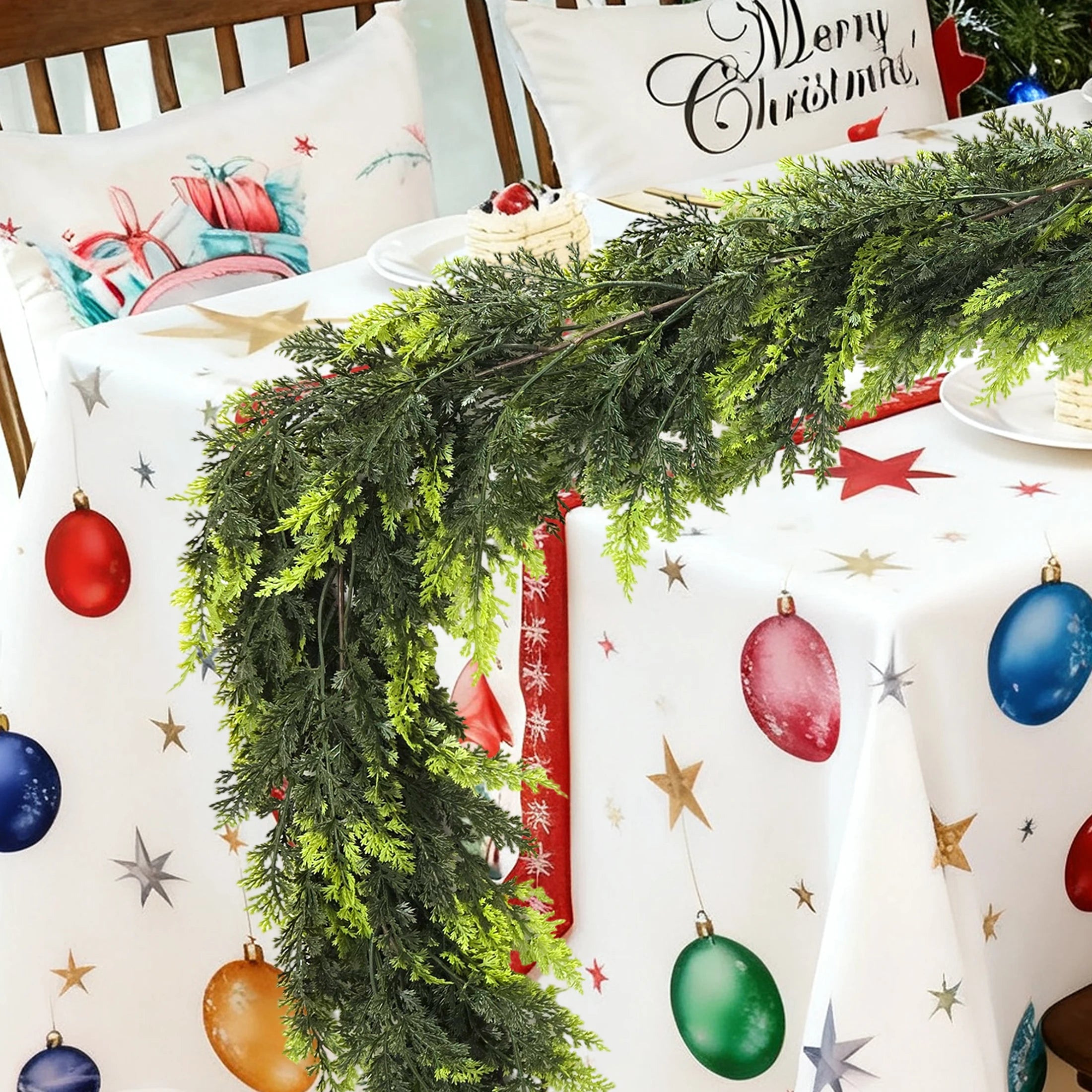 1.8/2M Artificial Christmas Wreath Garland 2025 Christmas Decor Fake Plant Fall Decor Home Room Decor Thanksgiving