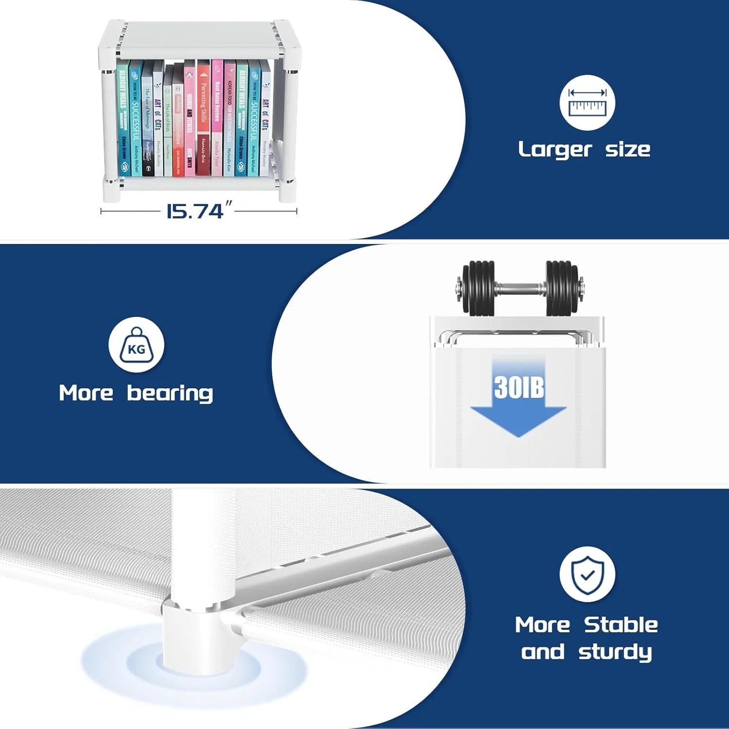 Bookshelf,15 Cube Storage Organizer,Book Shelf Organizer,Tall Bookcase Shelf,Book Cases/Shelves White - WHITE / United