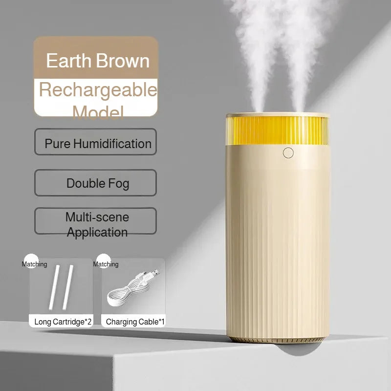 Dual Mist Air Humidifier Large Capacity Quiet USB Ultrasonic Cool Mist Maker for Home Office Dorm Desk with Night Light