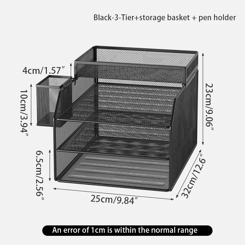 Metal file rack desktop file storage box integrated multi-layer document rack office desk bookshelf book stand