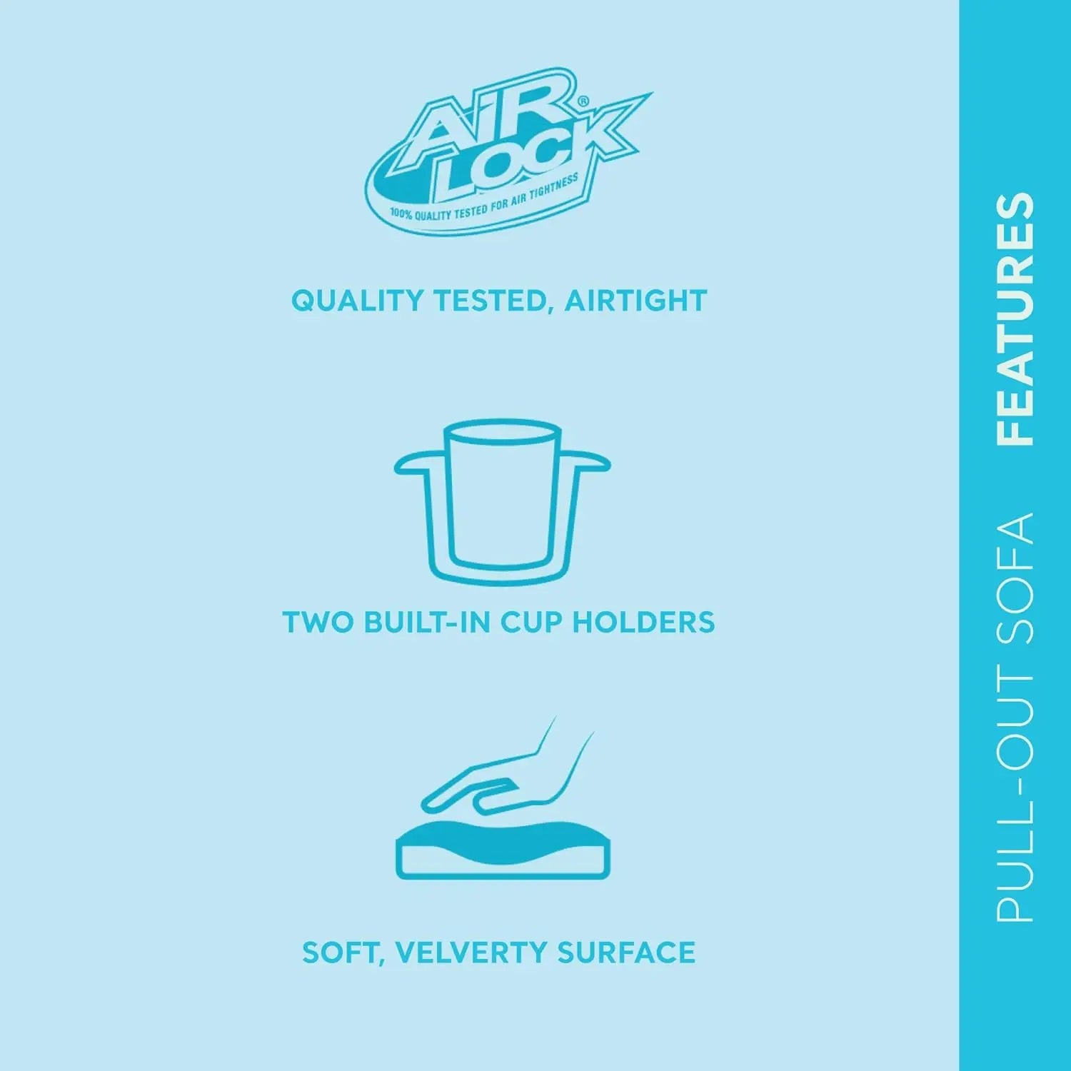 Inflatable Pull-Out Sofa: Velvety Surface 2-in-1 Valve Cupholder - United States