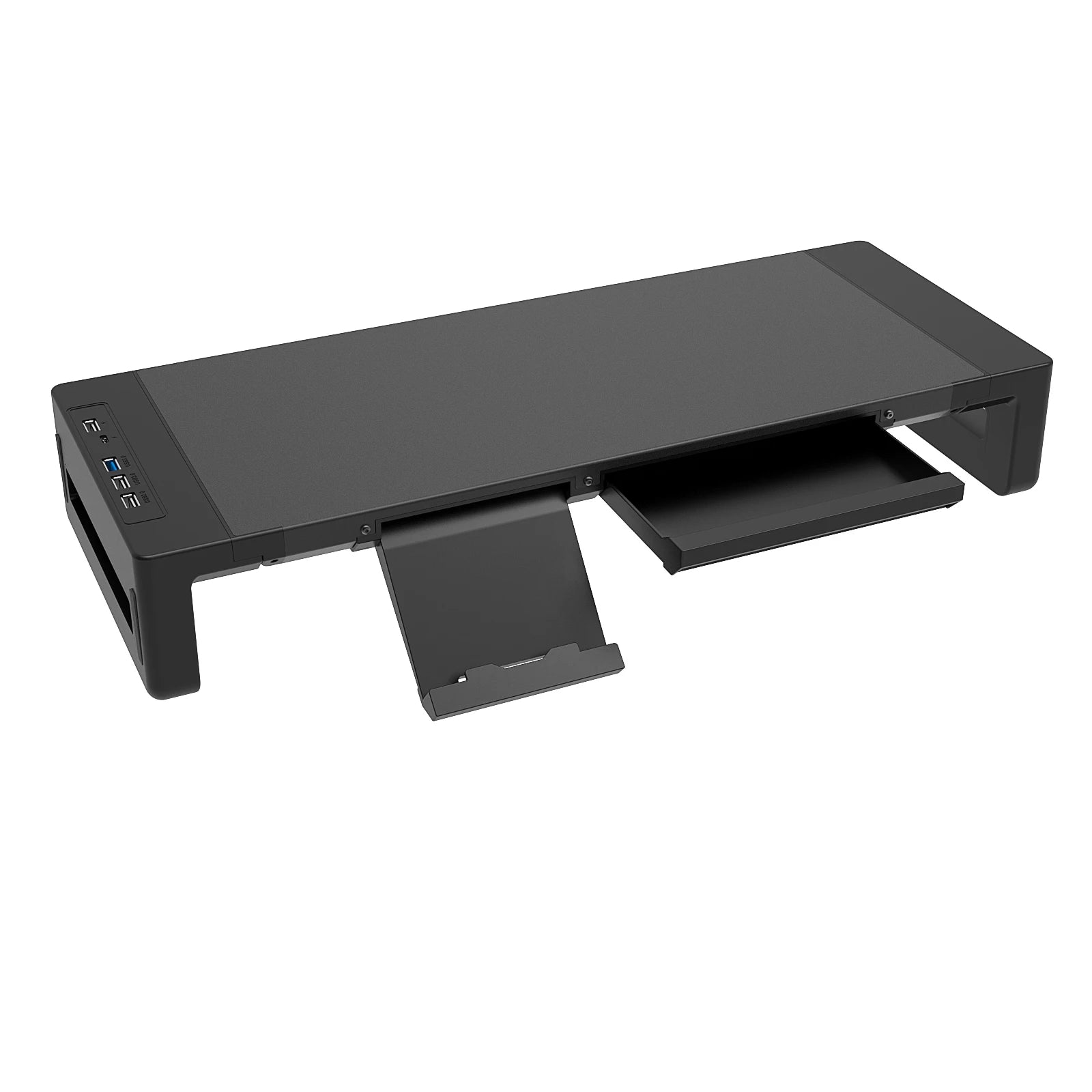 Monitor Stand Riser With USB3.0 Foldable Height Adjustable Computer Stand Desk Shelf Riser with Storage Drawer &Tablet