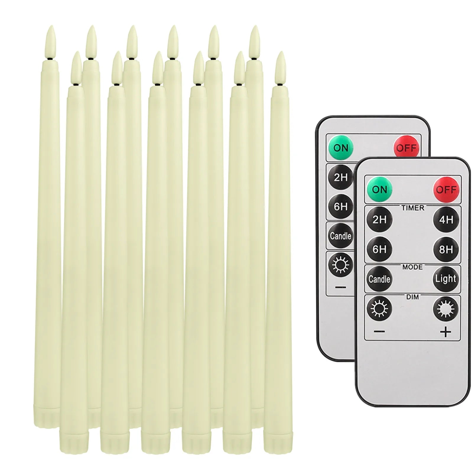 LED Flameless Taper Candles Flickering with 10-Key Remote 11’’ Battery Operated Ivory Candlesticks Christmas Home