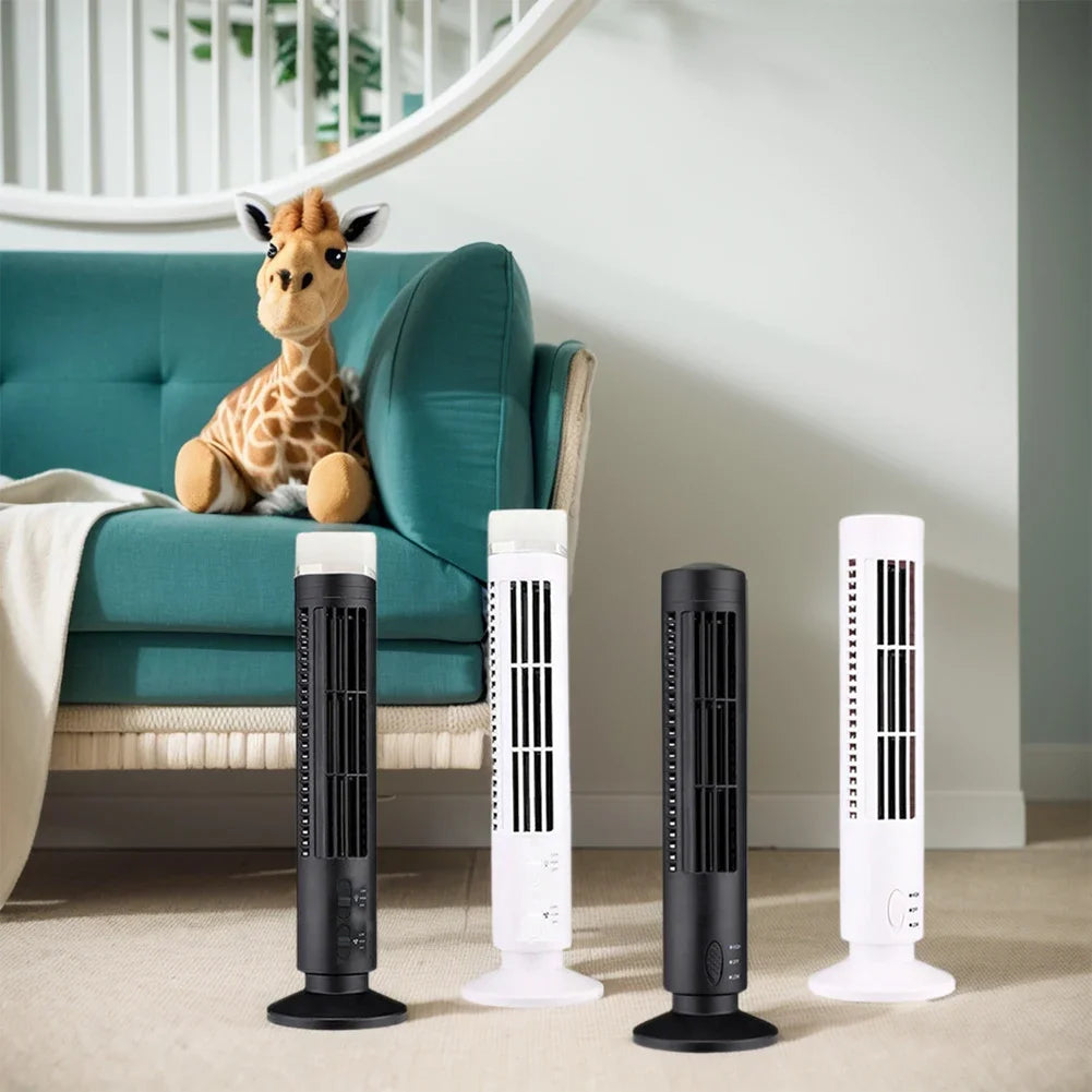 LED Tower Fan Bladeless Cooling Fan 2 Gear Speed No Leaf Air Conditioner Portable Electric Floor Fan for Living Room